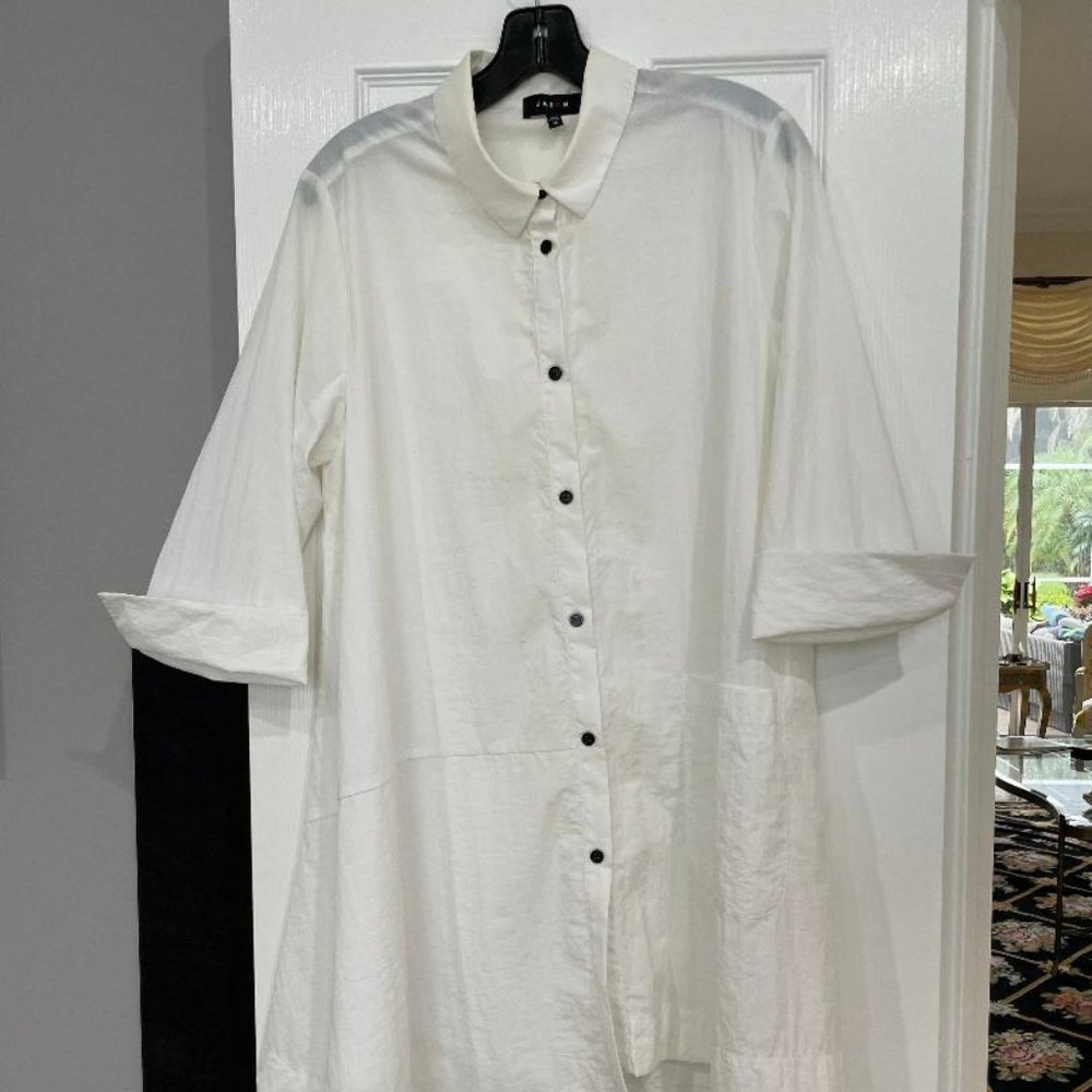 JASON  Comfy USA BOBBY SHIRT CRUSHED Fabric like New, size M  White. REDUCED!!!